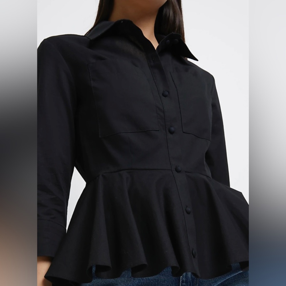100% Wool Black Peplum shirt